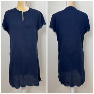 Madison Mathews Swim Cover Up Dress Size M Navy Blue Semi Sheer